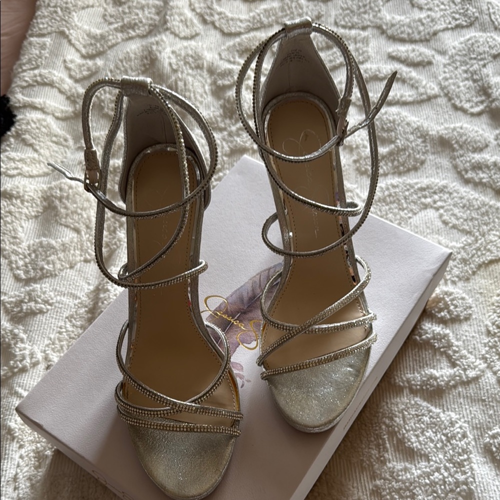 Elegant Silver Strappy Heels